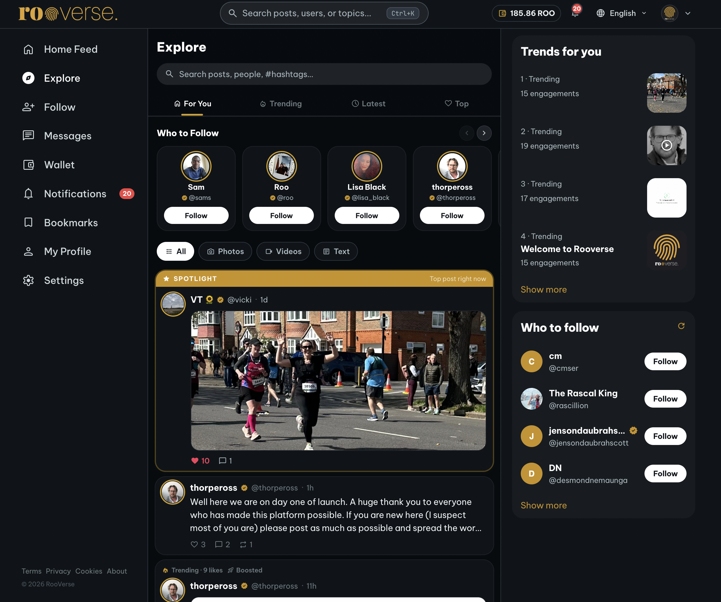 Rooverse Web — Explore page